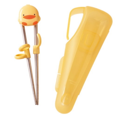黃色小鴨PiyoPiyo - 不鏽鋼學習筷(附收納盒)