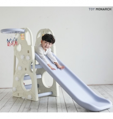 韓國TOY MONARCH 三段式可調溜滑梯附籃框 CHD-100