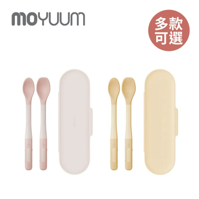 韓國 MOYUUM - 彎曲餵食雙匙組(兩色可選)