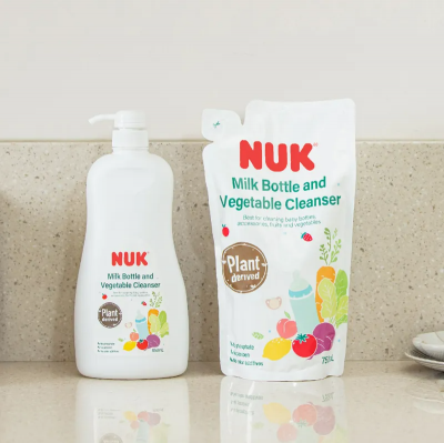 德國 NUK - 植萃奶瓶蔬果清潔液 (1罐+1補充)