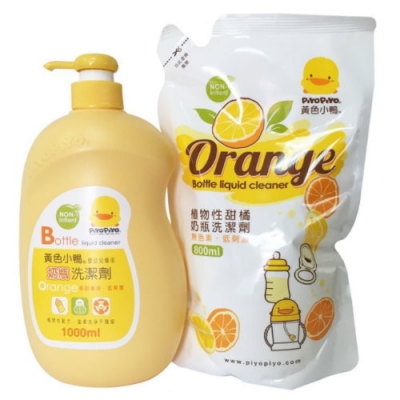 PiyoPiyo黃色小鴨 植物性甜橘奶瓶洗潔劑 (1罐+1補充)
