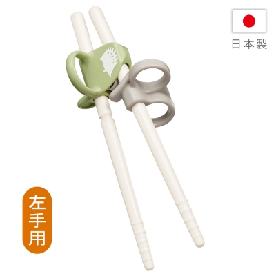 Combi 康貝 三階段彈力學習筷 刺蝟綠 (左手用)-贈環保收納袋