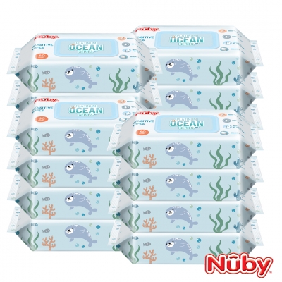 Nuby 海洋系列極厚柔濕巾60抽-箱購16包