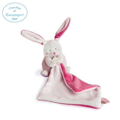 法國娃娃Doudou 粉色兔摸角小手巾布偶12cm