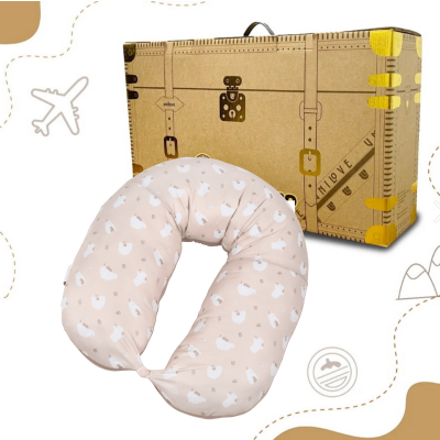 【unilove】Hopo多功能孕哺枕-涼感系列(熊愛尼款)-旅行箱禮盒組(枕套+枕芯)
