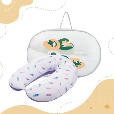 【unilove】Hopo多功能孕哺枕-涼感系列-浪漫羽毛款(枕套+枕芯)